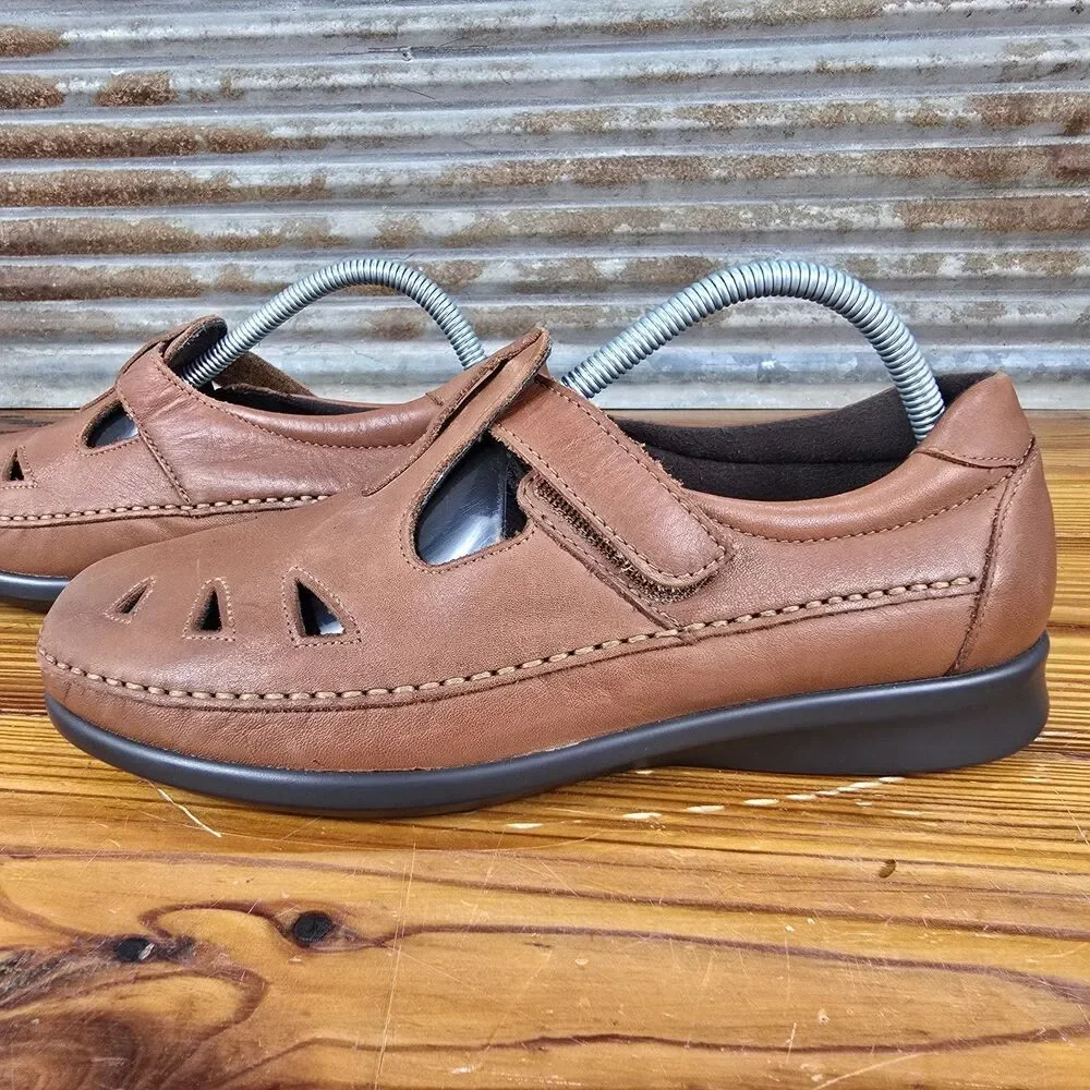 SAS Roamer Comfort Loafer Womens Size 10 Chestnut Leather Orthopedic Shoes MINTY